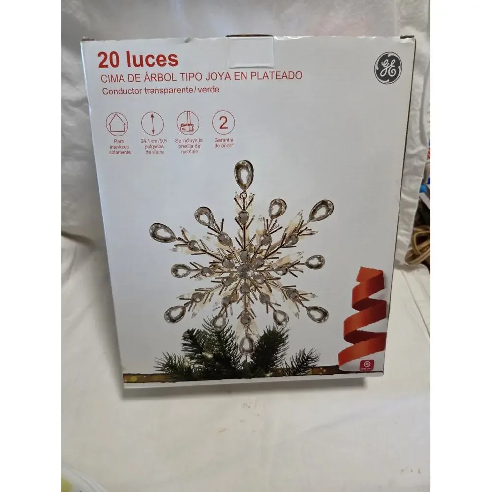 Silver Jeweled Tree Top 20 Lights GE New * Tested*